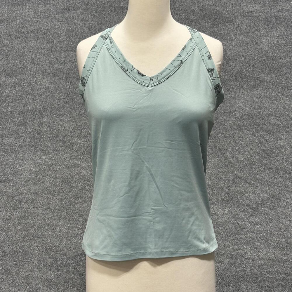 Jerdog Shirt Womens Medium Blue Green Criss Cross Back Athletic Tank Top USA